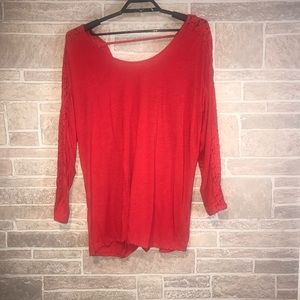Torrid Plus size Red Knit Blouse Lace detail size 3.#816